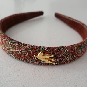 Paisley Patterned Headband with Gold Pegasus